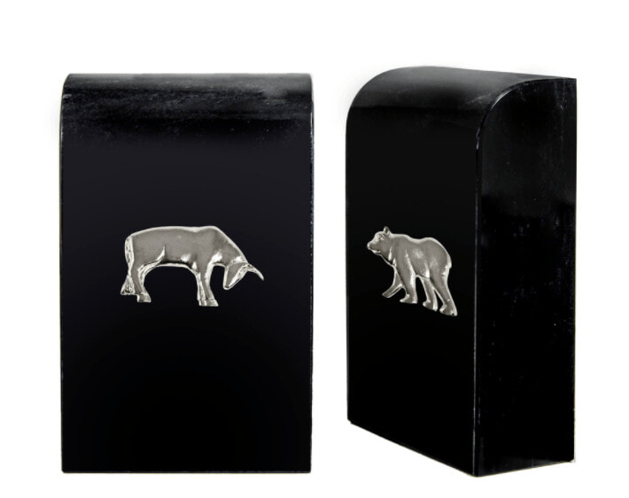 Silver Bull and Bear Genuine Marble Book Ends. $99.00